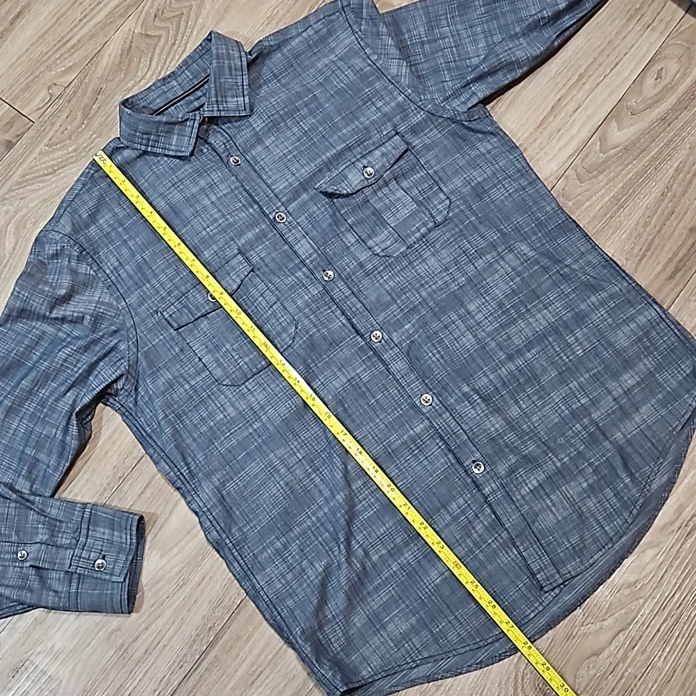 Alfani Regular Fit Long Sleeve Button Up Blue Shirt Men's Medium - Picture 12 of 13
